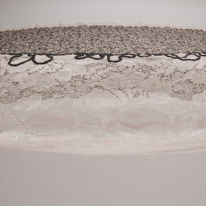 Peach Floral Chantilly Lace with Black Abstract Cording