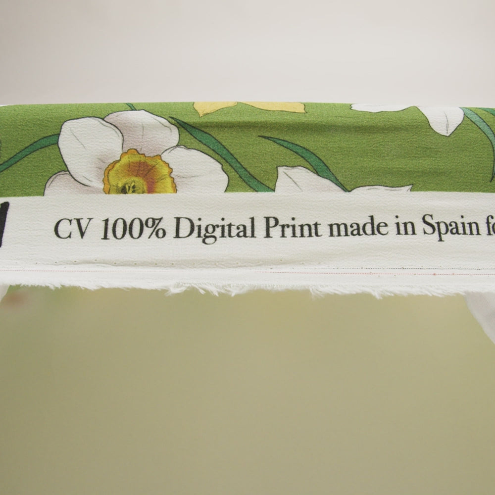 Viscose Crepe Print - Green, Yellow and Red Floral - Mood Exclusive Dizzy about Daffodils - Image 6 of 6