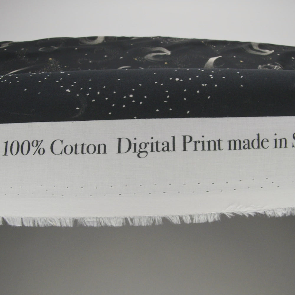 Cotton Voile - Black Celestial - Path of Apollo Print - Mood Exclusive Gaia Collection - Image 5 of 5