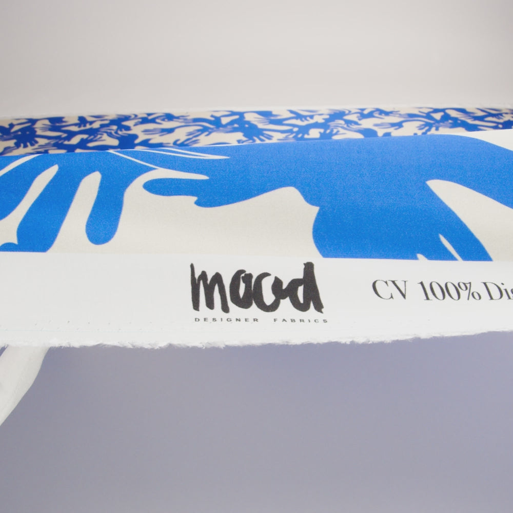 Sustainable and Recycled Viscose Satin Print - Blue and White Hands - Mood Exclusive Helping Hands - Image 6 of 6