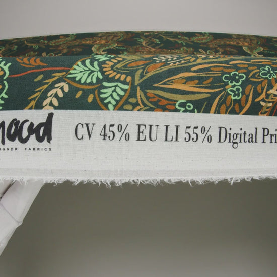Linen and Rayon Woven - Dark Green, Olive and Burn Orange Paisley Floral - Mood Exclusive Lush Labyrinth Print - Image 6 of 6
