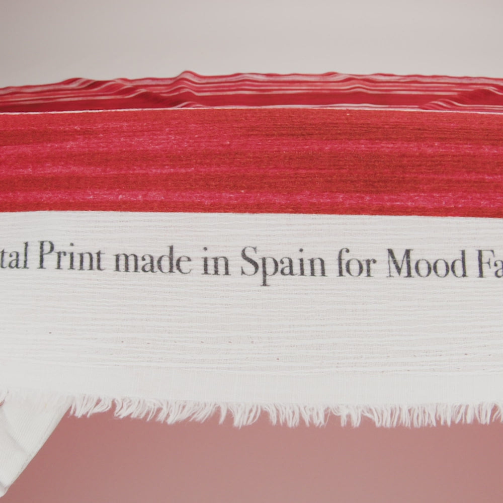 Slubbed Gauzy Cotton Woven - Red, Pink and Brown Painterly Barcode Stripes - Mood Exclusive Peppermint Parade Print - Image 6 of 6