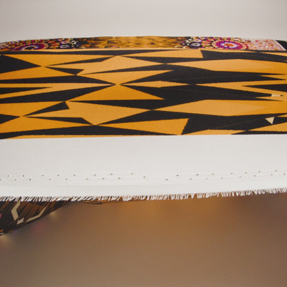 Silk Charmeuse Panel 16MM, Made in Italy - Pink, Purple and Orange Geometric Kaleidoscope Medallions
