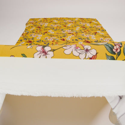 Stretch Polyester Crepe - Yellow Floral - Mediterranean Dreams Print - Mood Exclusive St. Tropez Collection