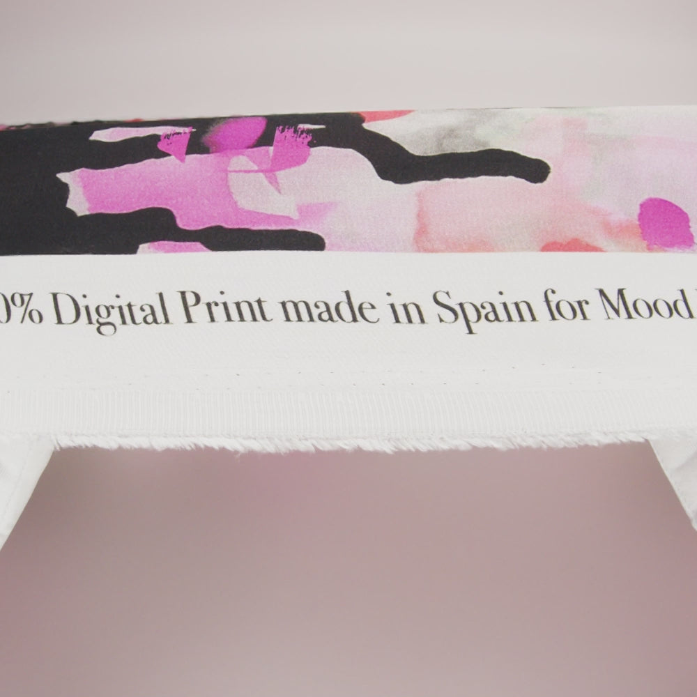 Rayon Challis - Pink and Orange Abstract Paint Drips - Painted Aspirations Print - Mood Exclusive Metro Collection - Image 6 of 7