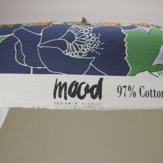 Mood Exclusive Floral Phantasmagoria Green and Orange Stretch Cotton Sateen - Image 5 of 5