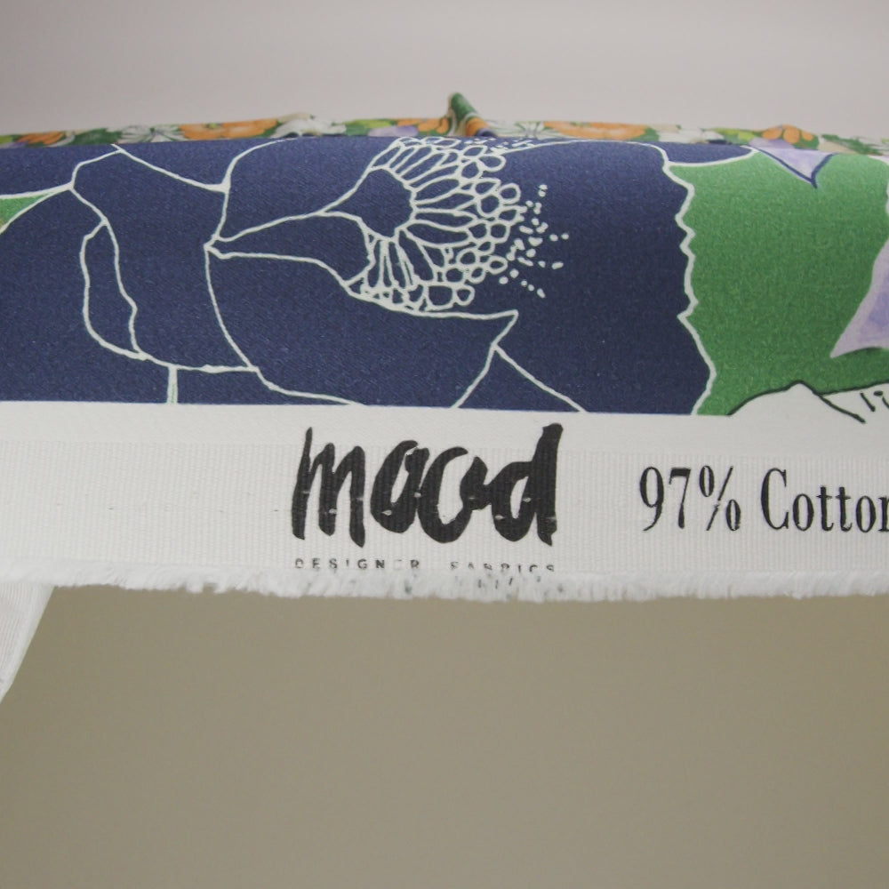 Mood Exclusive Floral Phantasmagoria Green and Orange Stretch Cotton Sateen - Image 5 of 5
