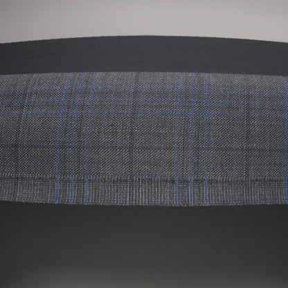 Wool and Silk Suiting - Gray and Blue Plaid - Deadstock