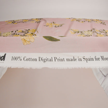 Cotton Voile - Pink, Yellow and White Rose Sprays - Bella Verona Print - Mood Exclusive Viso Collection