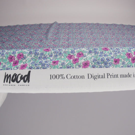 Cotton Voile - Blue and Pink Floral - Springtime Saunter Print - Mood Exclusive Secret Garden Collection - Image 6 of 7
