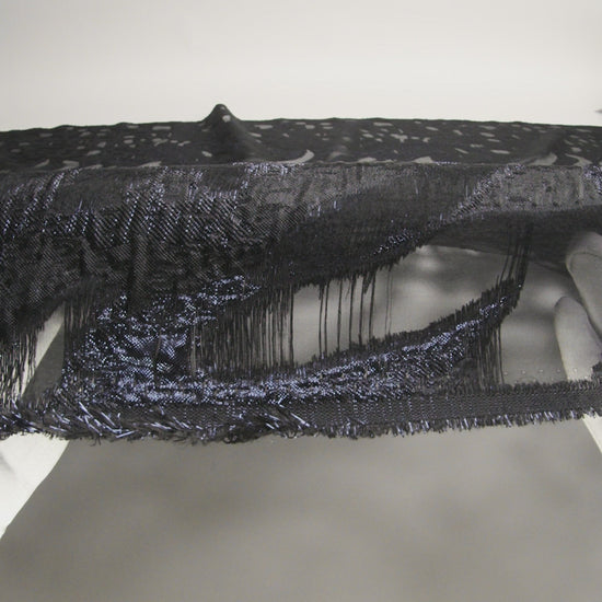 Metallic Navy and Black Abstract Luxury Burnout Brocade - Image 6 of 6