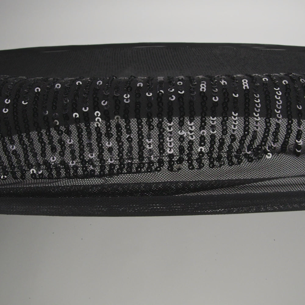 Recycled Polyester Circle Sequin Stripes on Stretch Mesh - Black - Transcendent Collection - Image 6 of 6