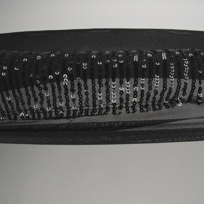 Recycled Polyester Circle Sequin Stripes on Stretch Mesh - Black - Transcendent Collection