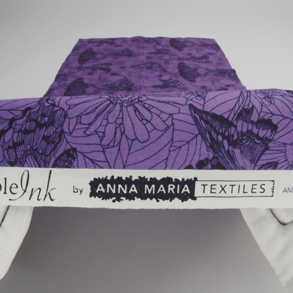 Printed Quilting Cotton by Anna Maria Textiles for Northcott - Blueberry Winging It Butterflies and Flowers - Indelible Ink Collection - Image 6 of 6