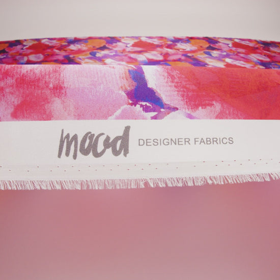Silk Charmeuse Print 16MM, Made in Italy - Purple, Crimson and Orange Watercolor Flowers - Image 6 of 6