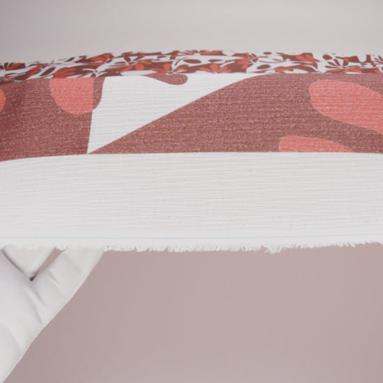 Slubbed Gauzy Cotton Woven - Brown, Coral and White Retro Geometric Patchwork and Flowers - Mood Exclusive Graphic Garden Print - Image 6 of 6