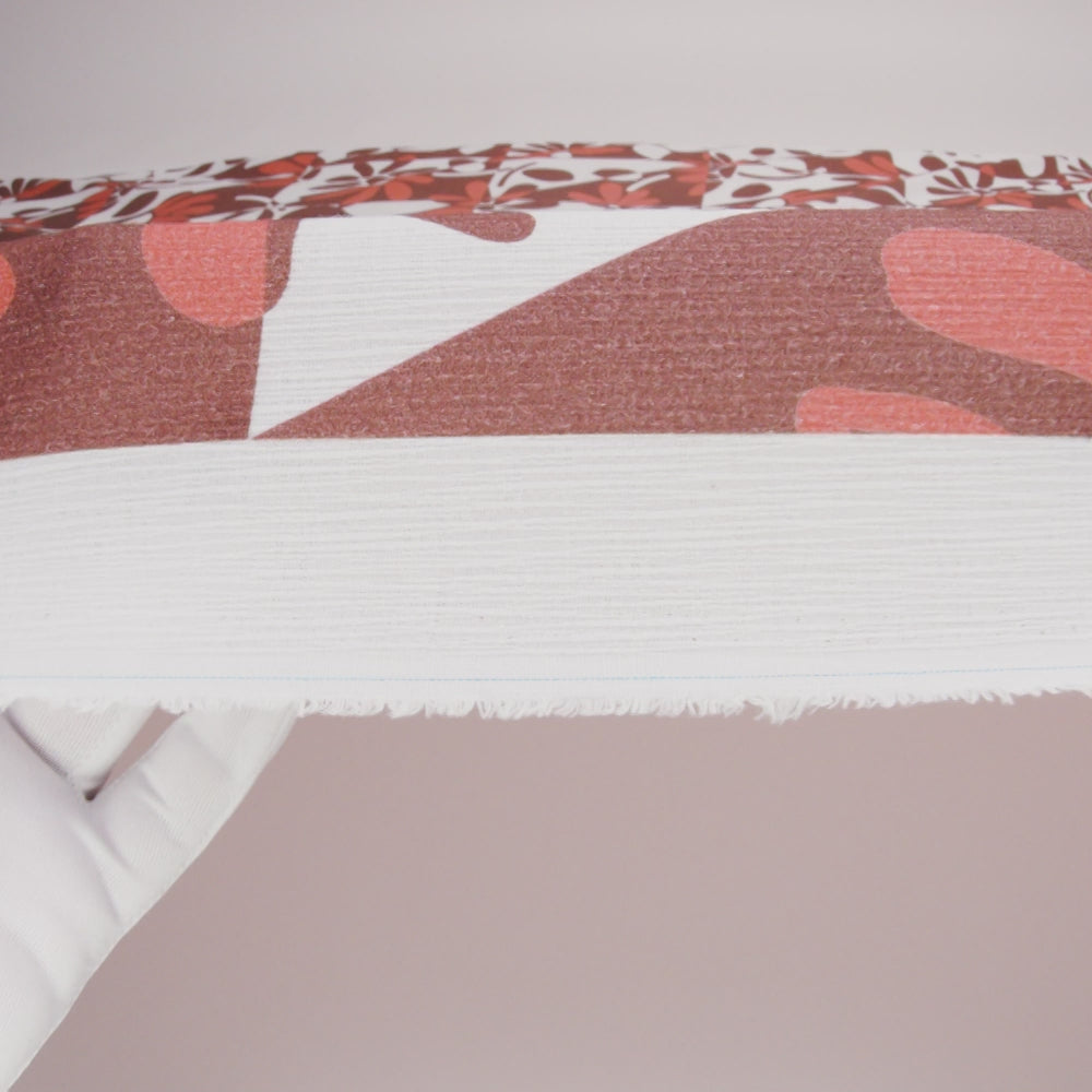 Slubbed Gauzy Cotton Woven - Brown, Coral and White Retro Geometric Patchwork and Flowers - Mood Exclusive Graphic Garden Print - Image 6 of 6