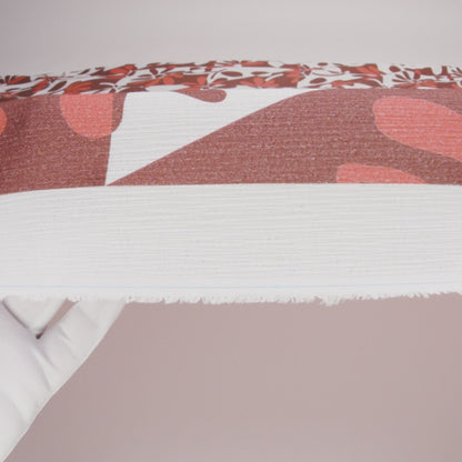 Slubbed Gauzy Cotton Woven - Brown, Coral and White Retro Geometric Patchwork and Flowers - Mood Exclusive Graphic Garden Print