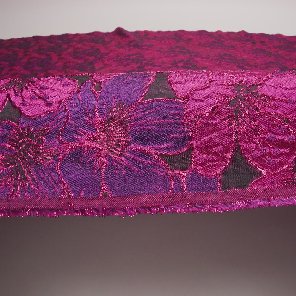 Metallic Hot Pink and Purple Floral Frolic Luxury Brocade - Image 6 of 7