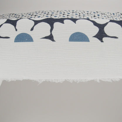 Slubbed Gauzy Cotton Woven - Navy, Blue and White Retro Daisies - Mood Exclusive Dancing Daisies Print