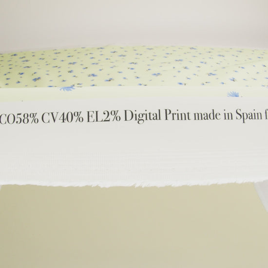 Stretch Cotton and Viscose Sateen Print - Pale Yellow and Blue Floral - Mood Exclusive Daisy Dance - Image 6 of 7