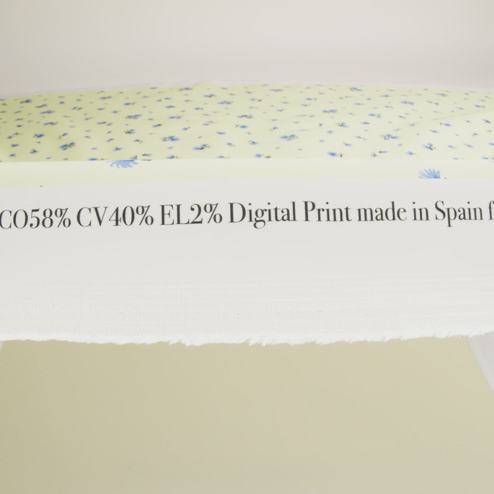 Stretch Cotton and Viscose Sateen Print - Pale Yellow and Blue Floral - Mood Exclusive Daisy Dance - Image 6 of 7