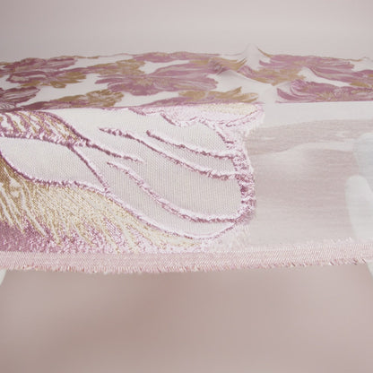 Metallic Pink, Gold and White Fantastic Flowers Luxury Burnout Brocade