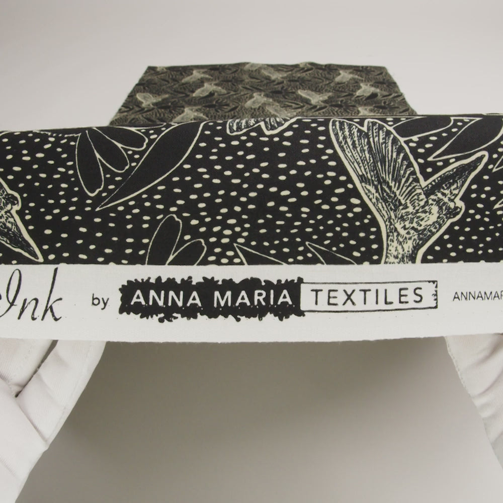 Printed Quilting Cotton by Anna Maria Textiles for Northcott - Black Hummingbirds and Coneflowers - Indelible Ink Collection - Image 6 of 6