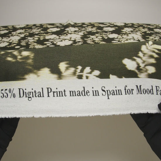 Linen and Rayon Woven - Forest Green and Off White Ikat-Like Floral Silhouettes - Mood Exclusive Dahlia Daydreams Print - Image 6 of 6