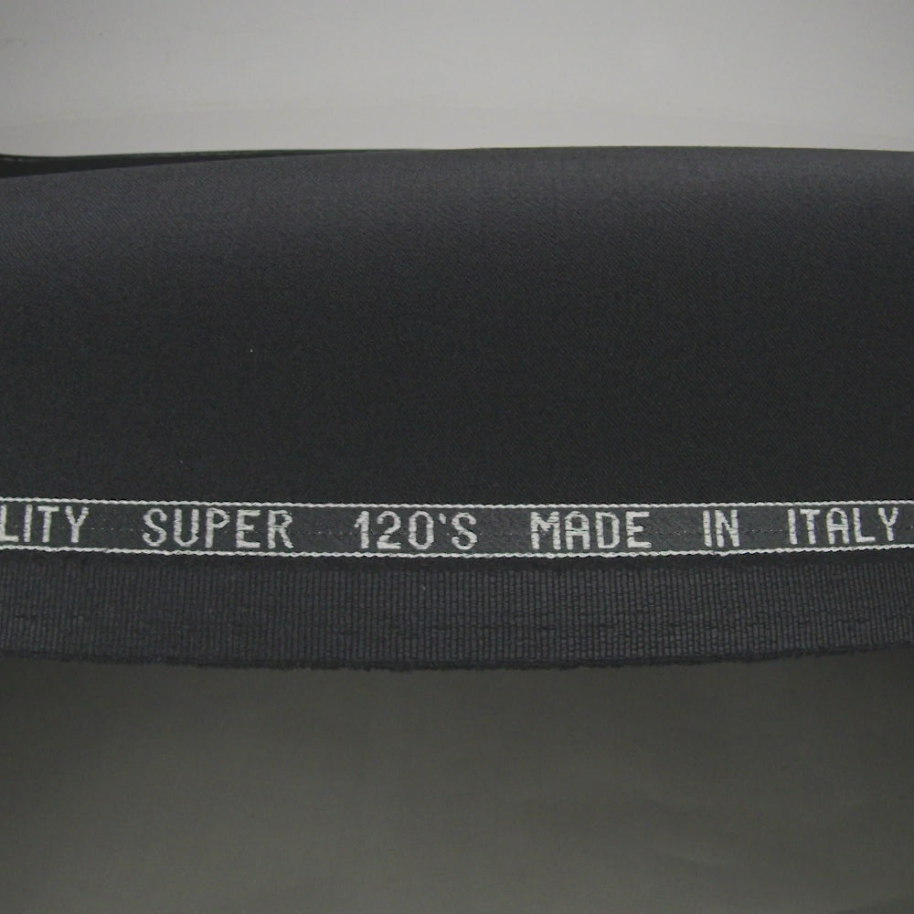 Super 120 Virgin Wool Suiting Made in Italy - Black - Image 6 of 6