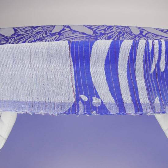 Blue and White Embroidered and Striped Voile - Image 4 of 4