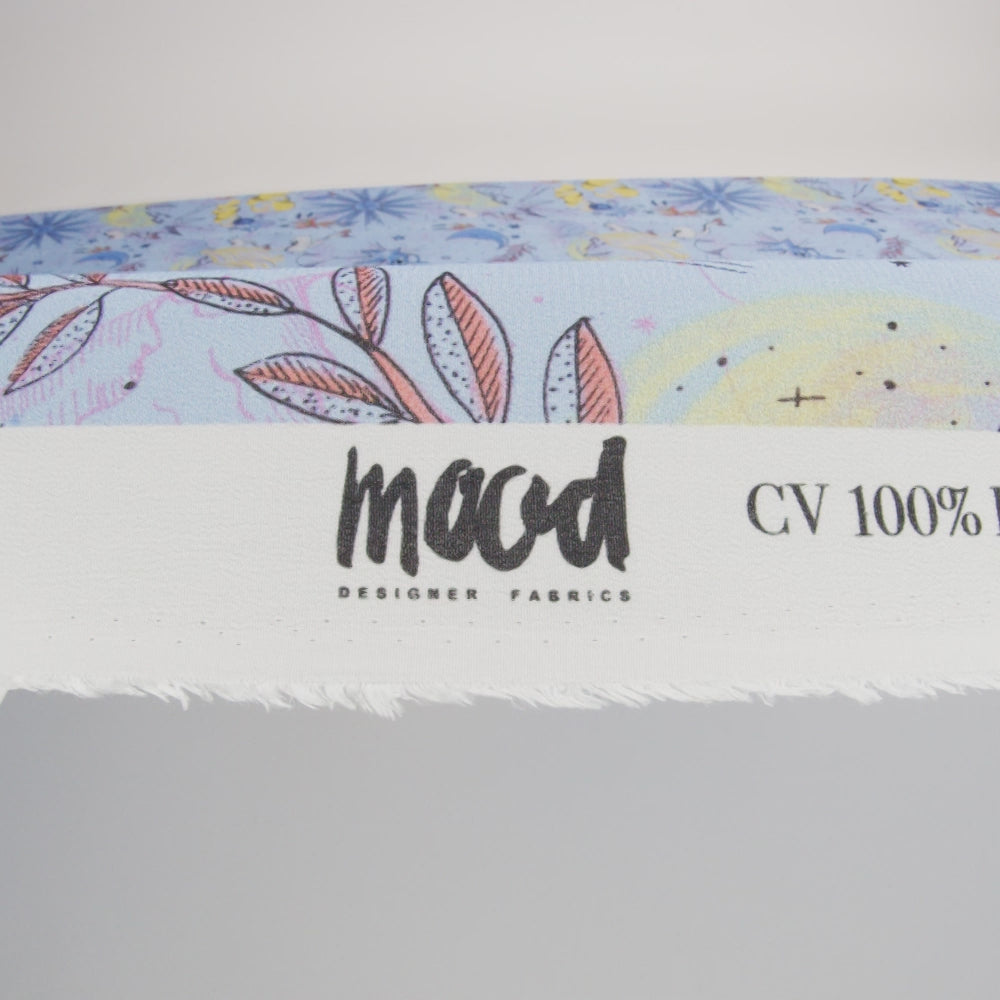 Viscose Crepe Print - Blue and Yellow Celestial Creatures - Mood Exclusive Mythical Me - Image 6 of 6