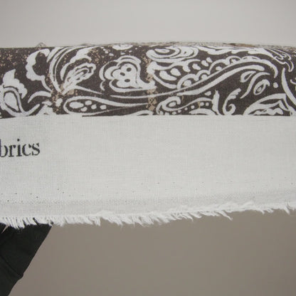 Linen and Rayon Woven - Dark Brown, Beige and White Floral Patches - Mood Exclusive Earthly Envy Print