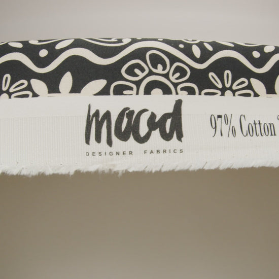 Stretch Cotton Sateen - Black and White Floral Rows - Park Avenue Print - Mood Exclusive Metro Collection - Image 6 of 7
