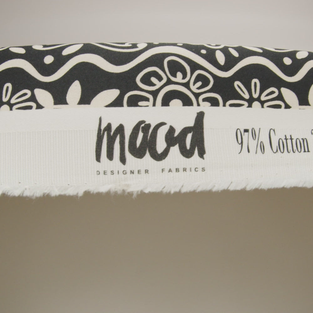 Stretch Cotton Sateen - Black and White Floral Rows - Park Avenue Print - Mood Exclusive Metro Collection - Image 6 of 7