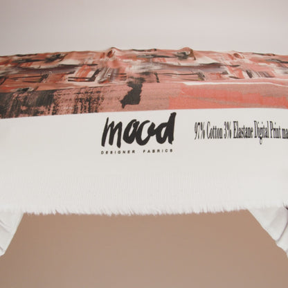 Stretch Cotton Sateen - Pink and Gray Brushstrokes - Brush With Danger Print - Mood Exclusive Rio Collection