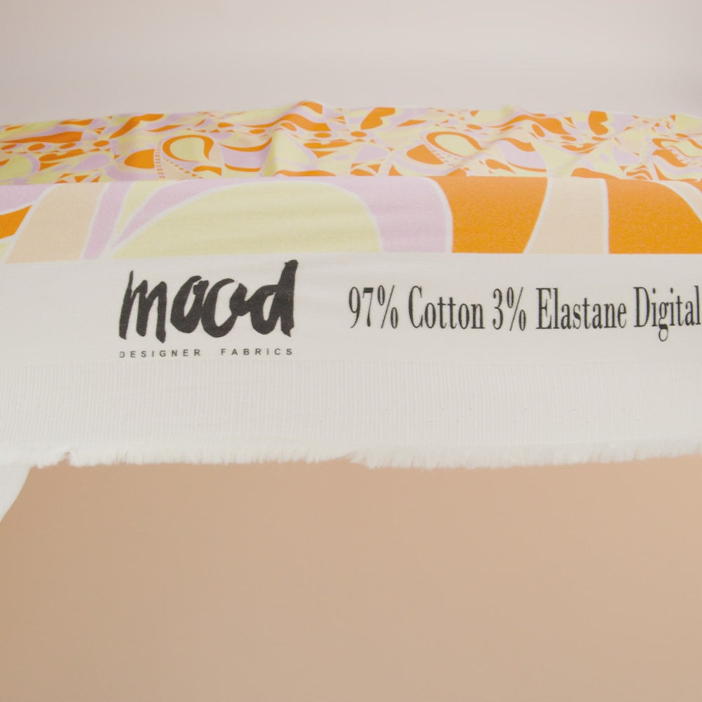 Stretch Cotton Sateen - Orange, Green and Purple Abstract - All Summer Long Print - Mood Exclusive Groove Collection - Image 6 of 7