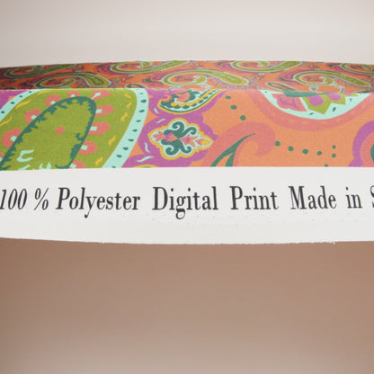 Polyester Satin - Pumpkin Orange, Jade Green and Purple Paisley - Mood Exclusive Swirling Sonata Print