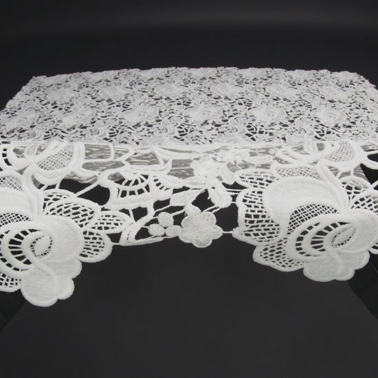 Embroidered Guipure Lace - White Floral - Image 5 of 5