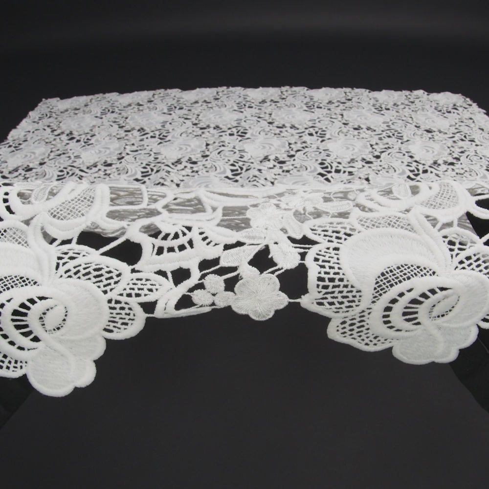 Embroidered Guipure Lace - White Floral - Image 5 of 5