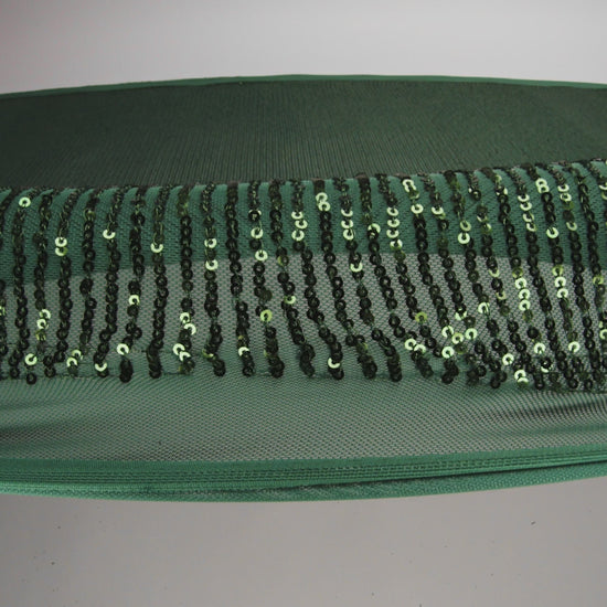 Recycled Polyester Circle Sequin Stripes on Stretch Mesh - Green - Transcendent Collection - Image 6 of 6