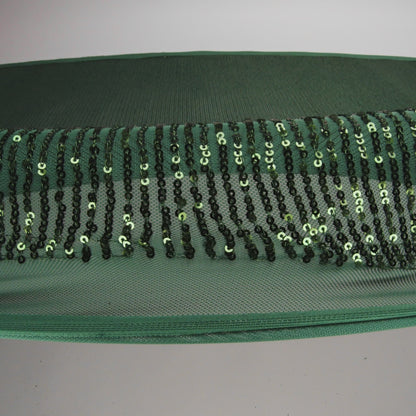 Recycled Polyester Circle Sequin Stripes on Stretch Mesh - Green - Transcendent Collection