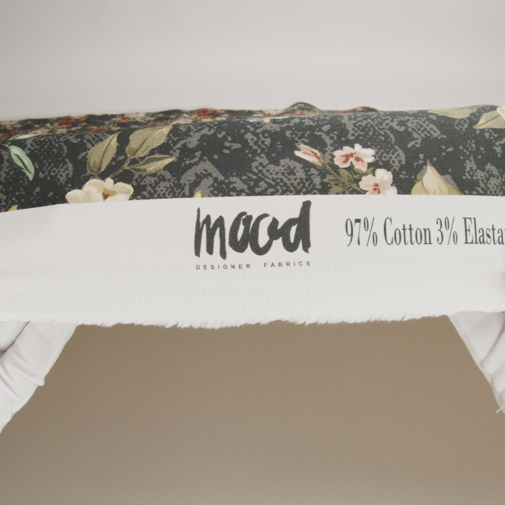 Mood Exclusive Charcoal Garden of Eden Stretch Cotton Sateen - Image 6 of 6