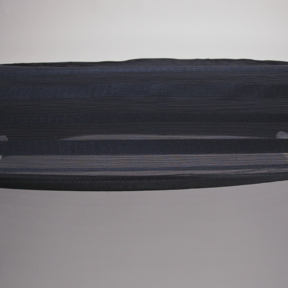 Famous Australian Designer French Navy Crinkled Silk Chiffon with Twill Stripes - Image 5 of 5