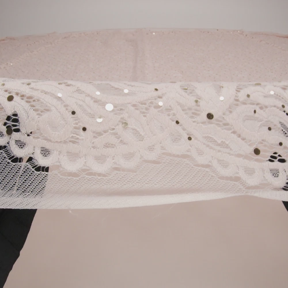 Stretch Raschel Lace with Metallic Spots - Blush and Gold Fancy Leaves and Flowers - Image 6 of 6
