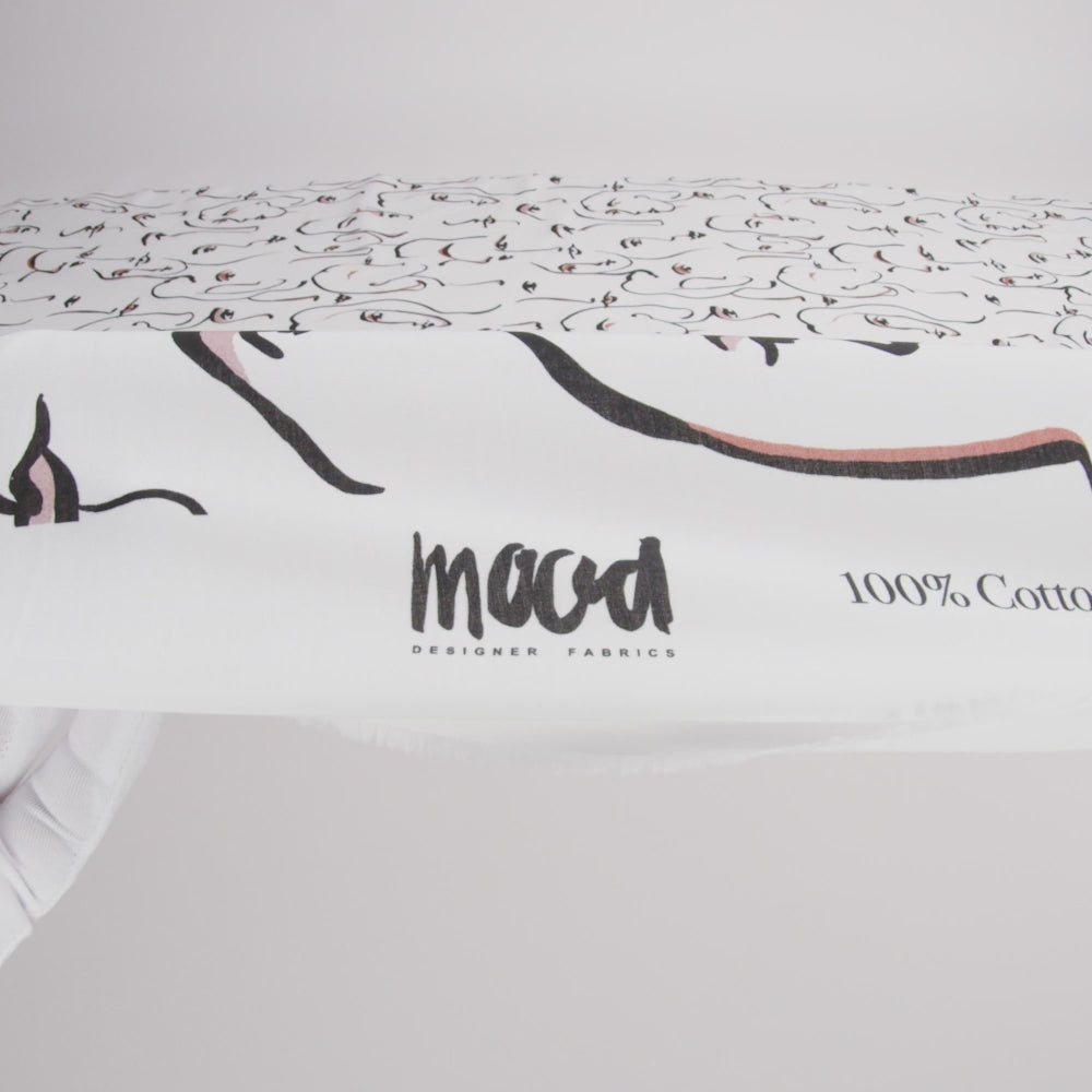 Cotton Voile - Illustrative Faces - Abstract Concepts Print - Mood Exclusive Kenko Collection - Image 5 of 5