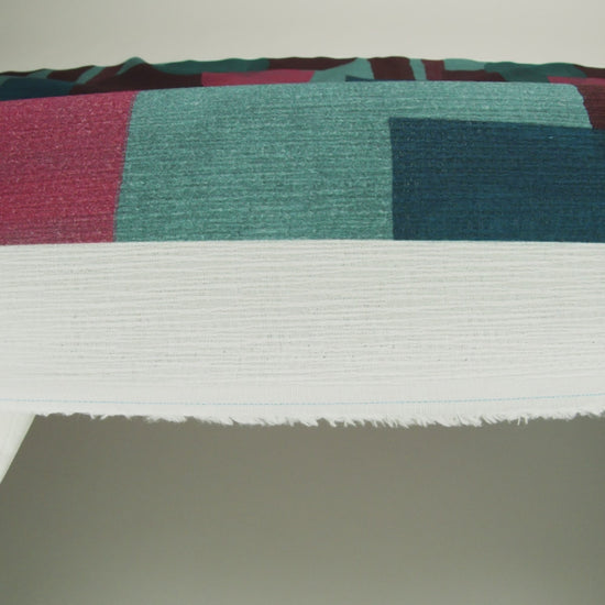 Slubbed Gauzy Cotton Woven - Teal Green, Burgundy and Magenta Painted Geometrics - Mood Exclusive Brushed Blocks Print - Image 6 of 6