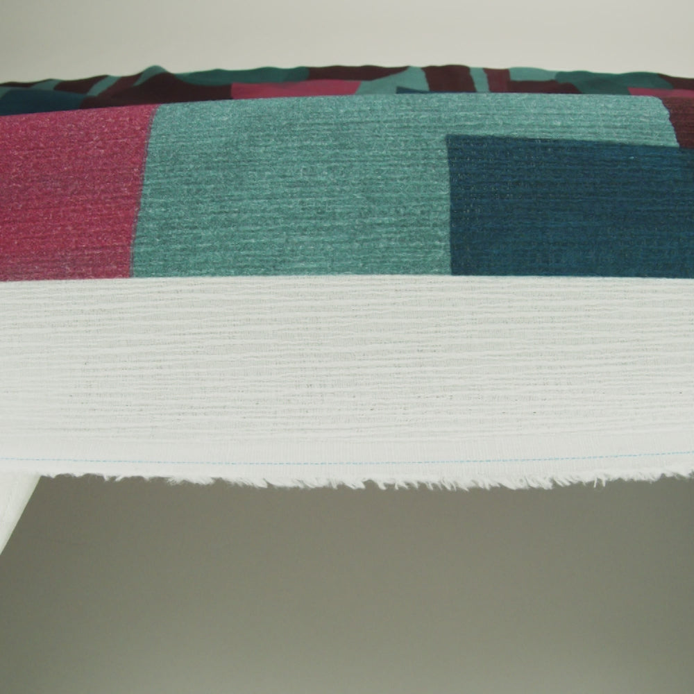 Slubbed Gauzy Cotton Woven - Teal Green, Burgundy and Magenta Painted Geometrics - Mood Exclusive Brushed Blocks Print - Image 6 of 6