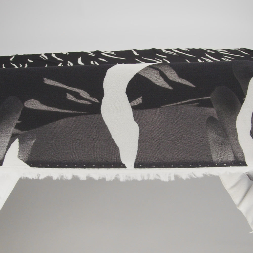 Viscose Georgette Print - Black and Off White Abstract Zebra Stripes - Designer Deadstock - Image 6 of 6