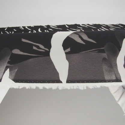 Viscose Georgette Print - Black and Off White Abstract Zebra Stripes - Designer Deadstock